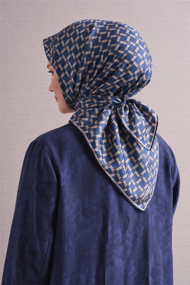Armine İpek Eşarp 2027 Kış - 9636-34 İndigo Twill