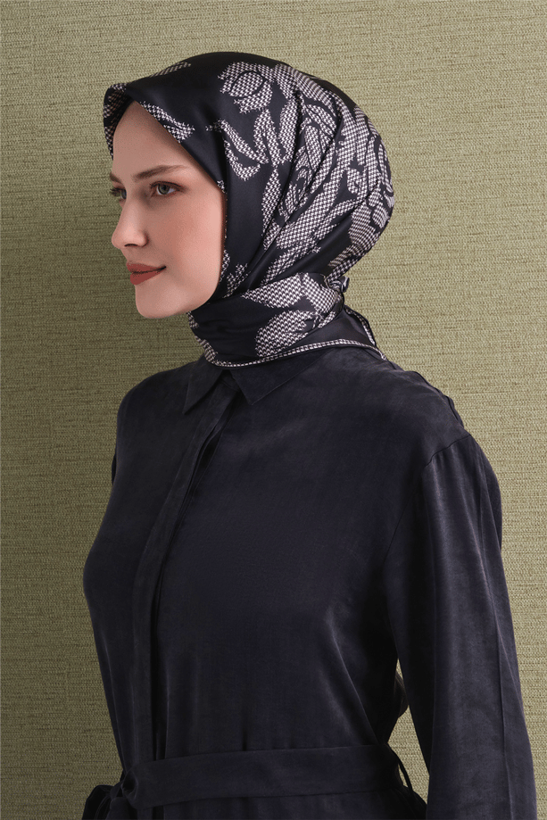 Armine İpek Eşarp 2027 Kış - 9645-50 Siyah Twill