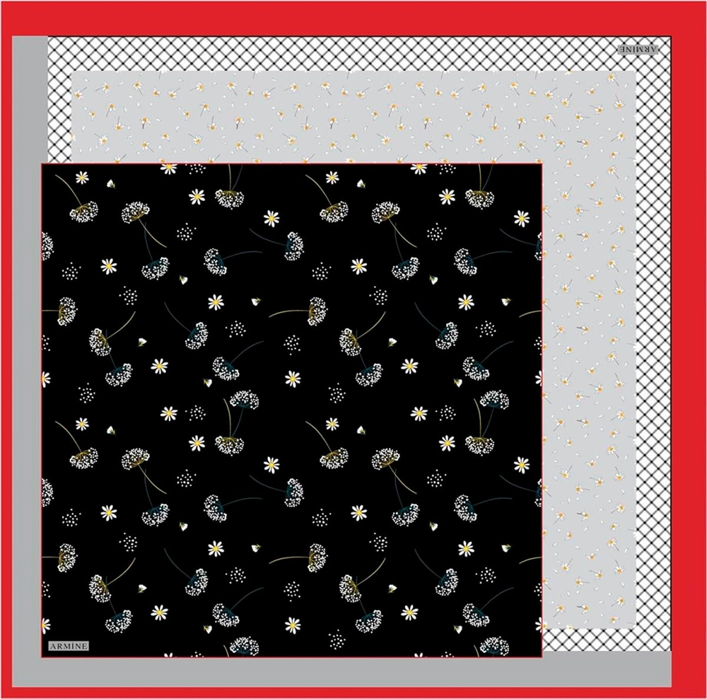 Armine İpek Eşarp Nostalji - 8517-09 Siyah Kırmızı Twill