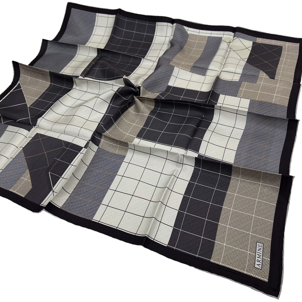 Armine İpek Eşarp Nostalji - 8524-30 Siyah Krem Twill
