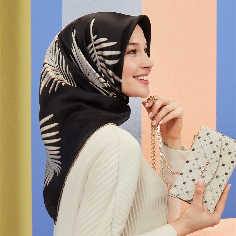 Armine İpek Eşarp Nostalji - 8548-09 Siyah Vizon Sura