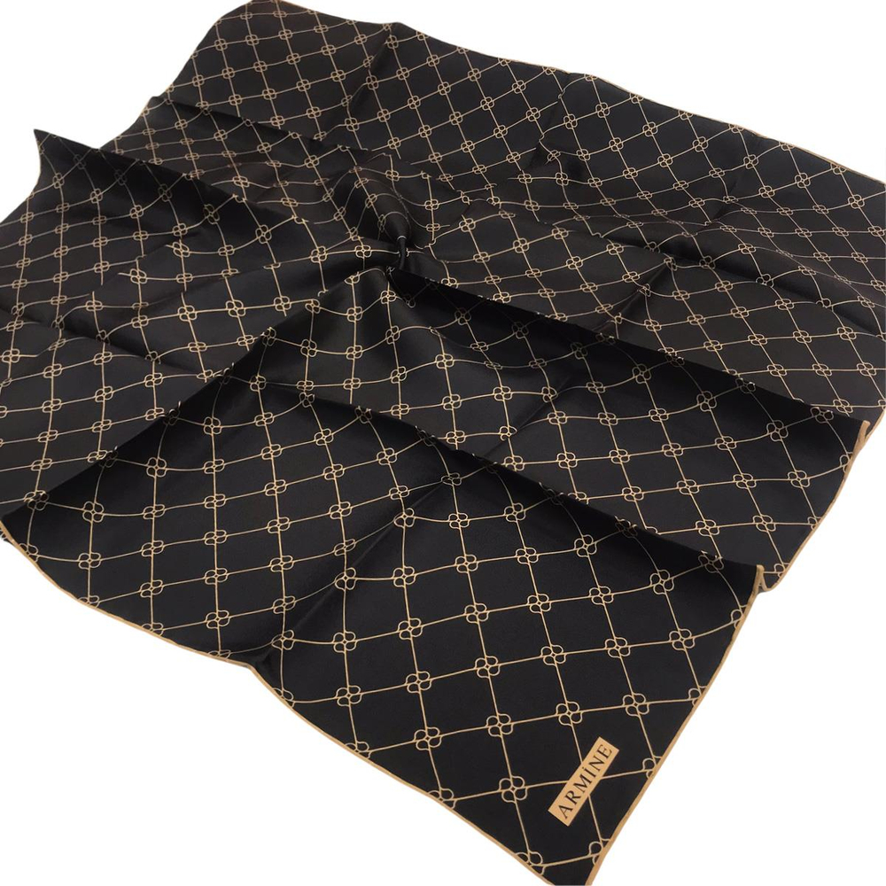 Armine İpek Eşarp Nostalji - 8555-11 Siyah Kahve Twill