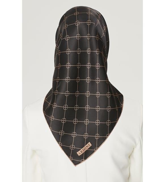 Armine İpek Eşarp Nostalji - 8555-11 Siyah Kahve Twill