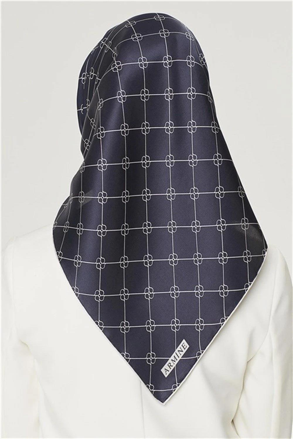 Armine İpek Eşarp Nostalji - 8555-15 Lacivert Twill