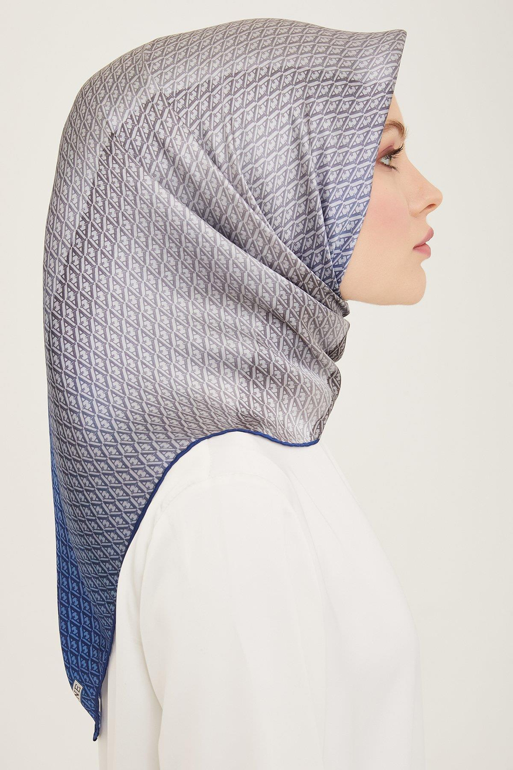 Armine İpek Eşarp Nostalji - 9104-80 Mavi Twill