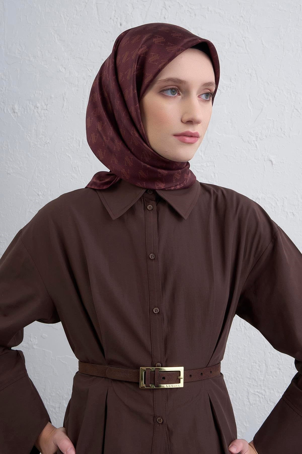 Armine İpek Eşarp Nostalji - 9412-04 Bordo Twill
