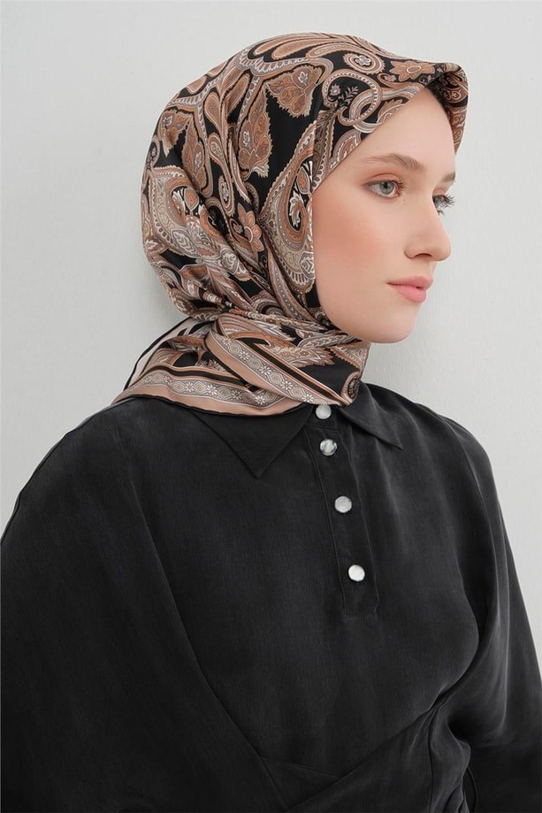 Armine İpek Eşarp Nostalji - 9421-02 Siyah Vizon Twill