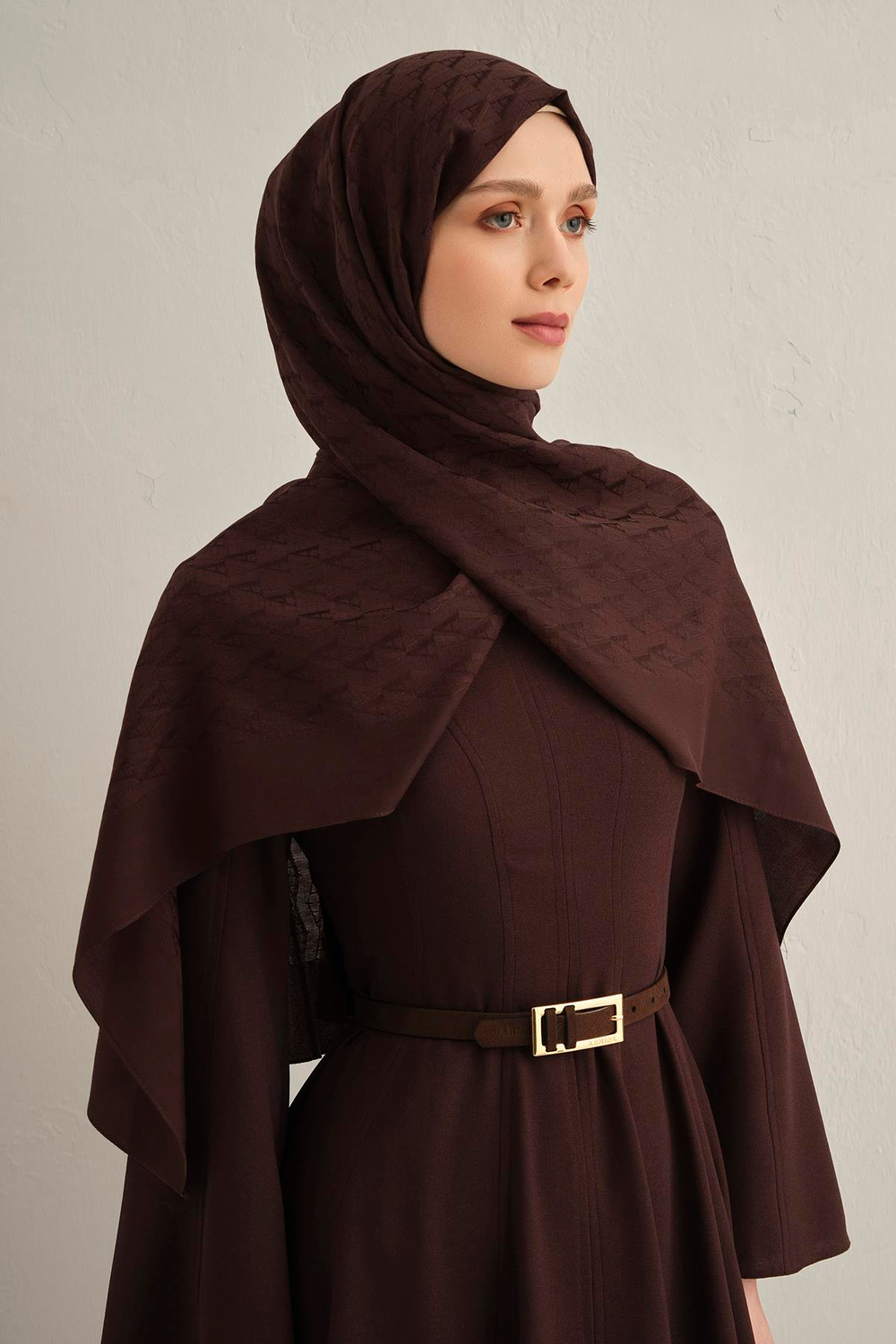 Armine Pamora Şal - Monogram Desenli 3 - Acı Kahve 10