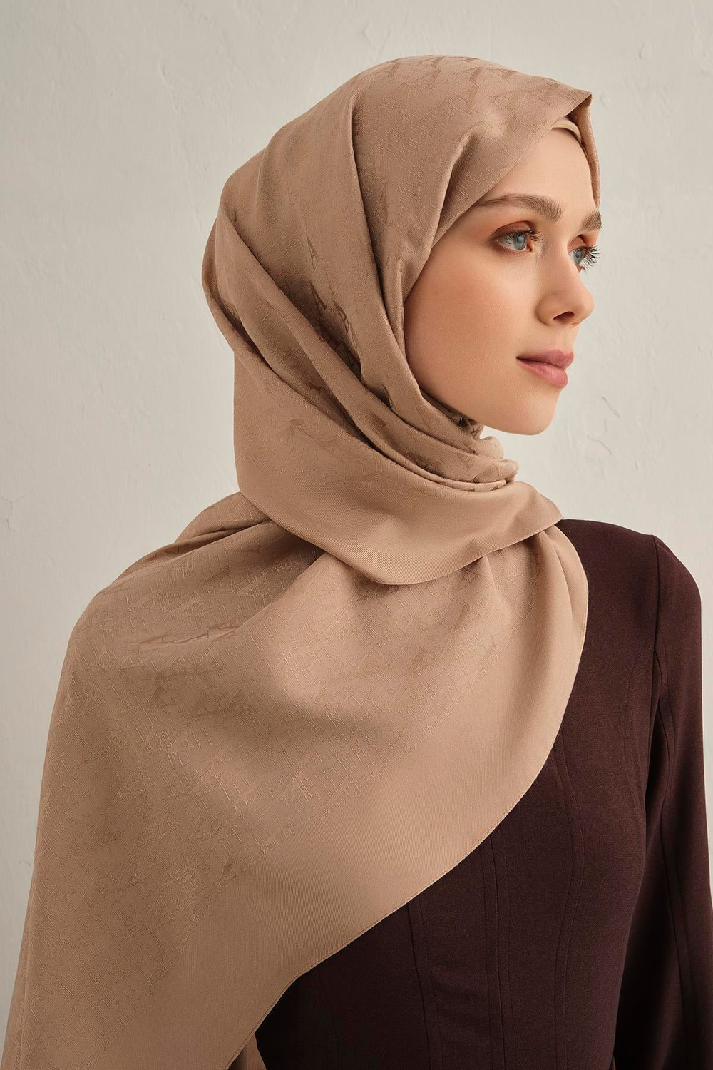 Armine Pamora Şal - Monogram Desenli 3 - Bej 05