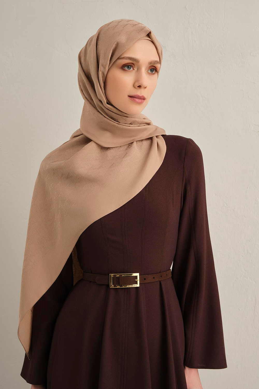 Armine Pamora Şal - Monogram Desenli 3 - Bej 05
