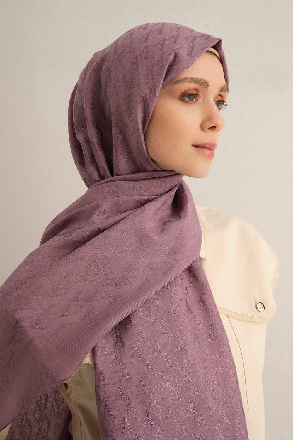 Armine Pamora Şal - Monogram Desenli 3 - Lila 42