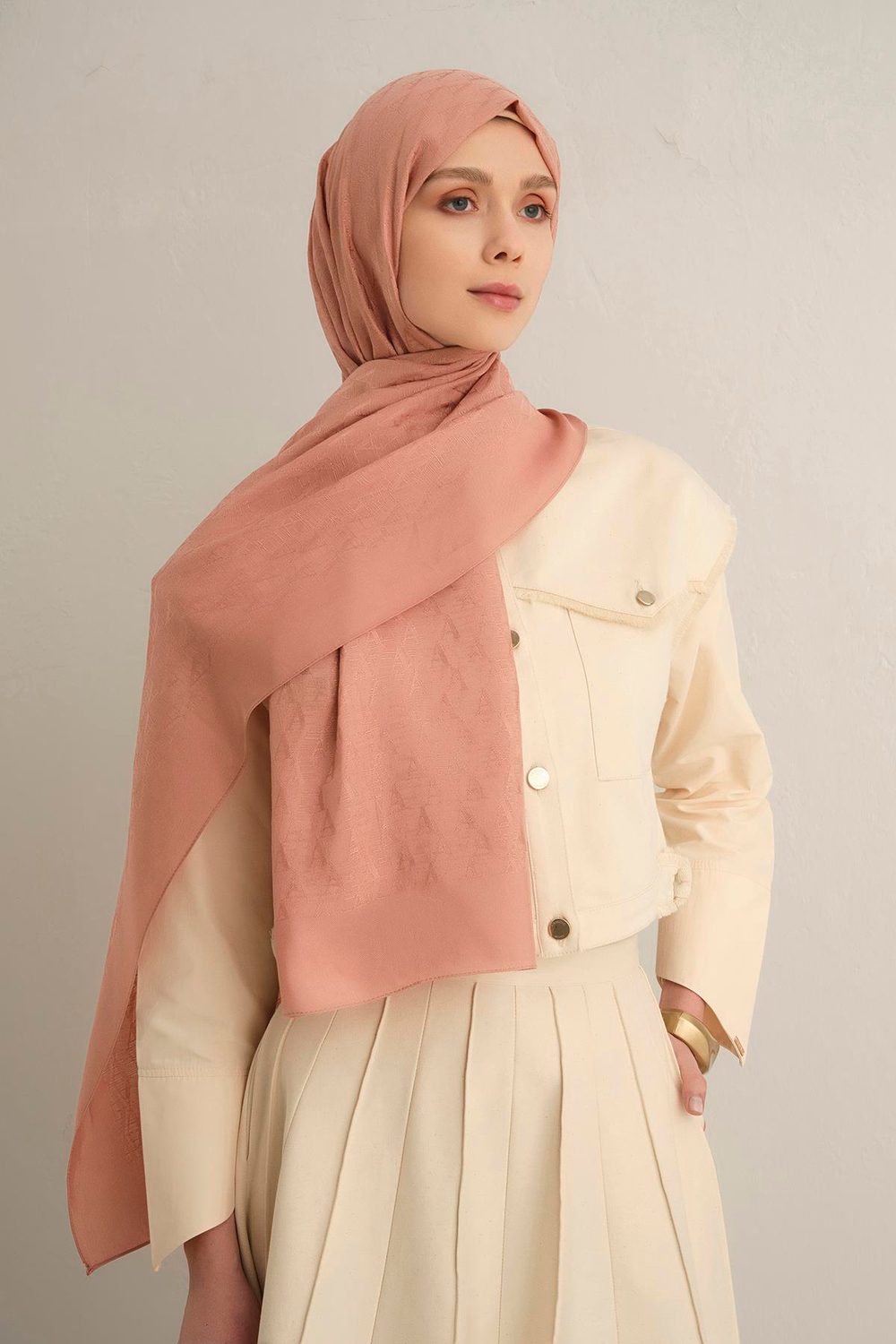 Armine Pamora Şal - Monogram Desenli 3 - Pembe 37