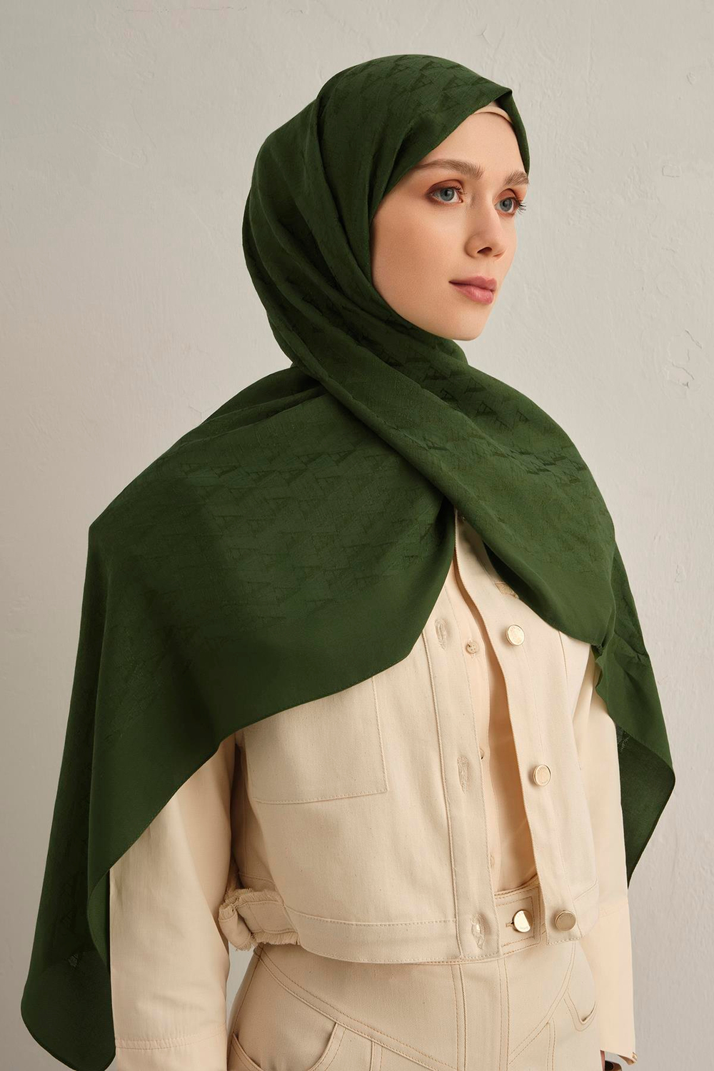 Armine Pamora Şal - Monogram Desenli 3 - Zümrüt 49