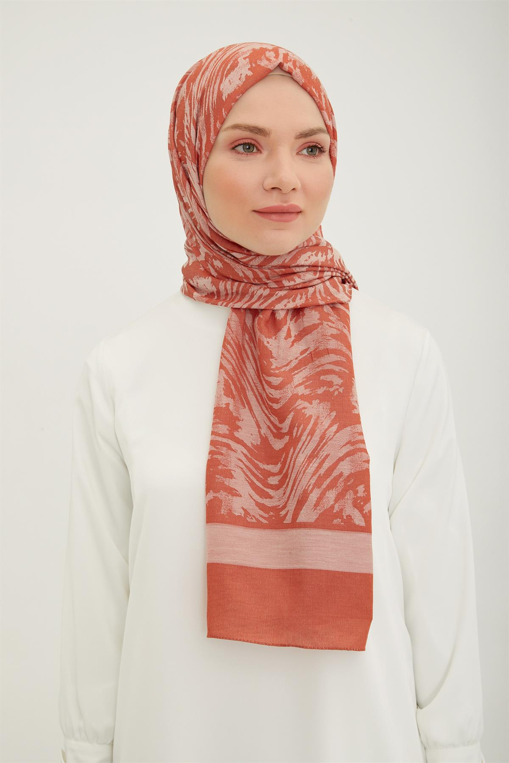 Armine Trend Akasya Şal - 2 - Kiremit 22005
