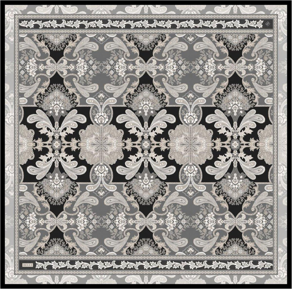 Belli İpek Eşarp - 4304-06 Siyah Gri Twill