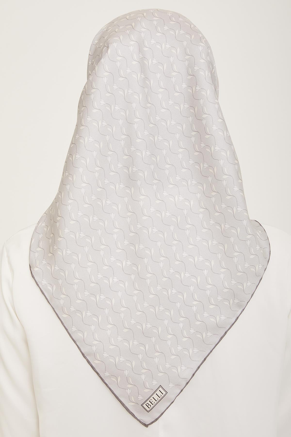 Belli İpek Eşarp - 4001-04 Gümüş Twill