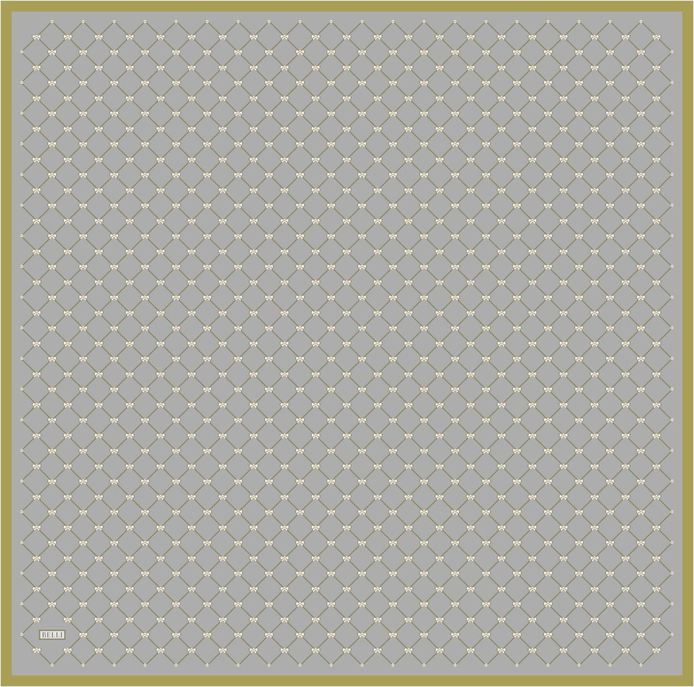 Belli İpek Eşarp - 4006-50 Gri Sarı Twill