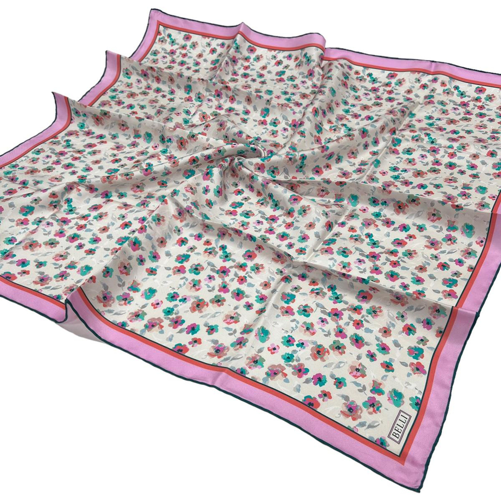 Belli Twill İpek Eşarp - 4028-82 Açık Taş Pembe