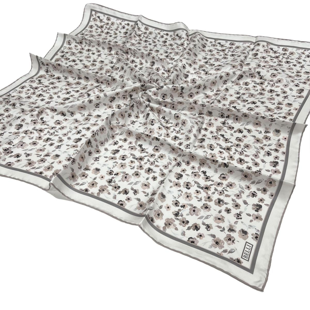 Belli Twill İpek Eşarp - 4028-84 Ekru Vizon