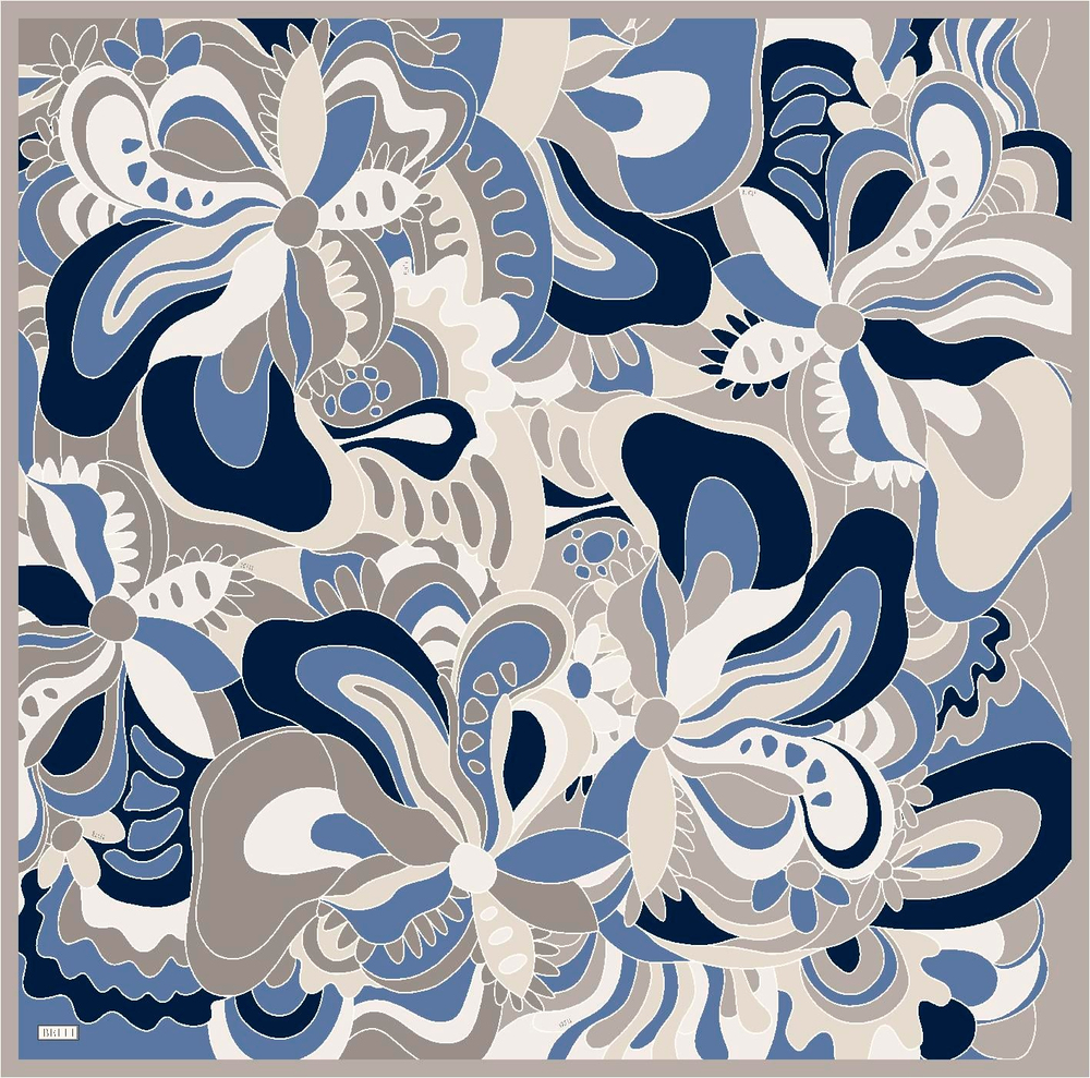 Belli Twill İpek Eşarp - 4032-09 Lacivert