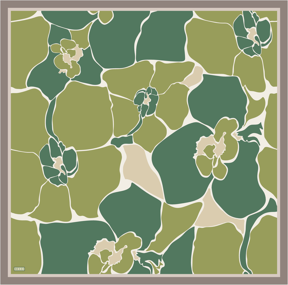 Belli Twill İpek Eşarp - 4041-06 Yeşil