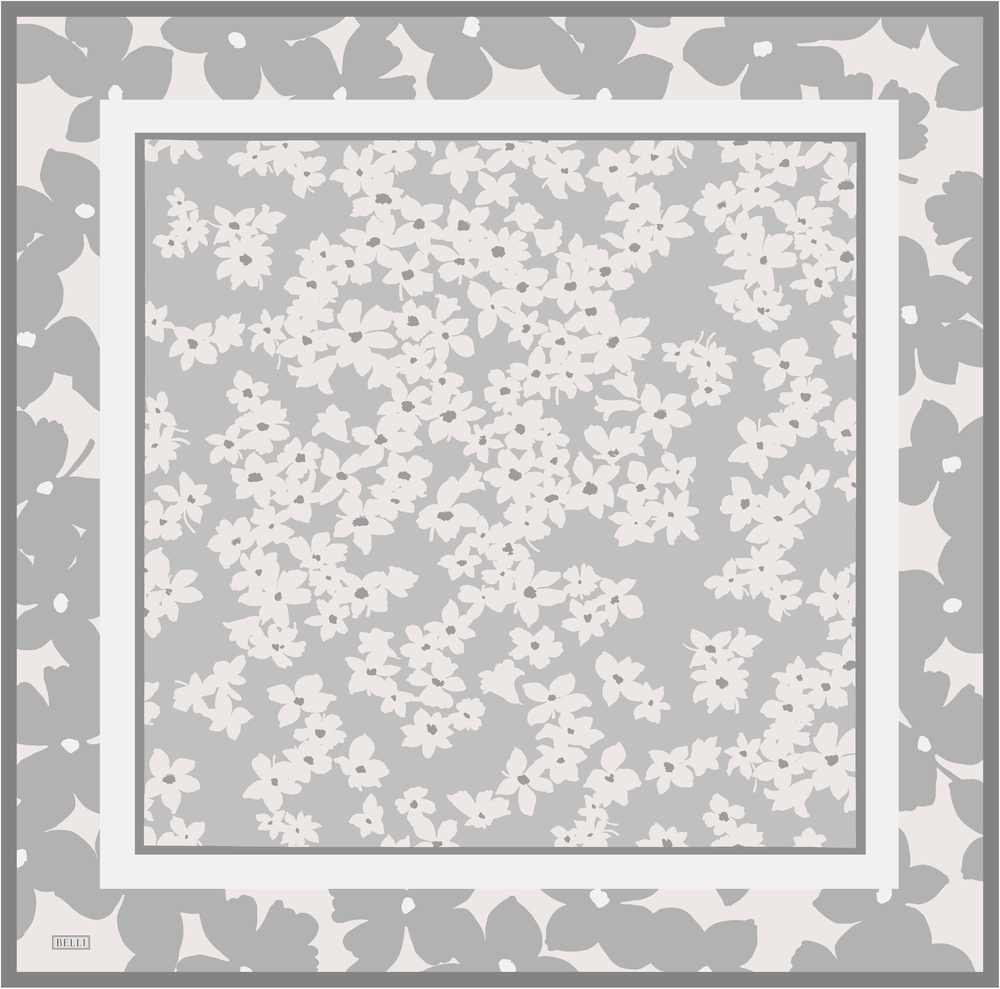 Belli Twill İpek Eşarp - 4044-86 Gri