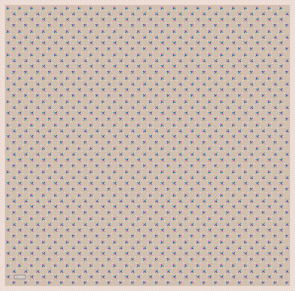 Belli Twill İpek Eşarp - 4048-35 Bej