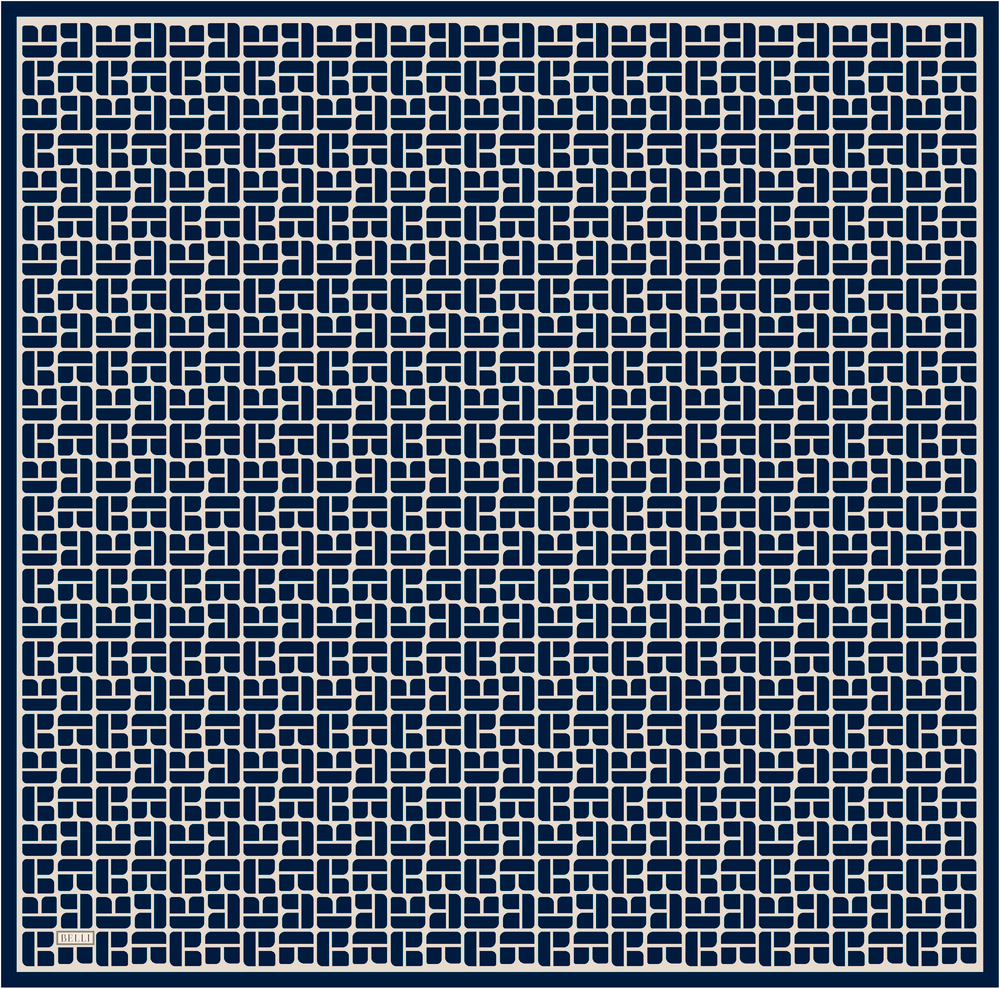 Belli Twill İpek Eşarp - 4062-02 Lacivert
