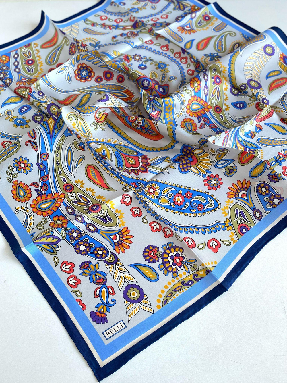 Belli İpek Eşarp - 4111-31 Gri Mavi Twill
