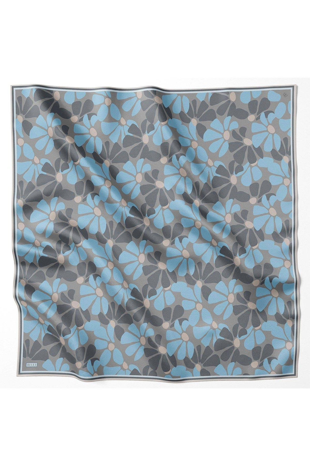 Belli İpek Eşarp - 4116-41 Gri Mavi Twill