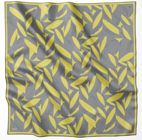 Belli İpek Eşarp - 4123-57 Gri Sarı Twill