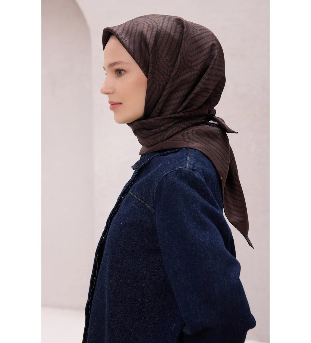 Belli İpek Eşarp - 4209-57 Acı Kahve Twill