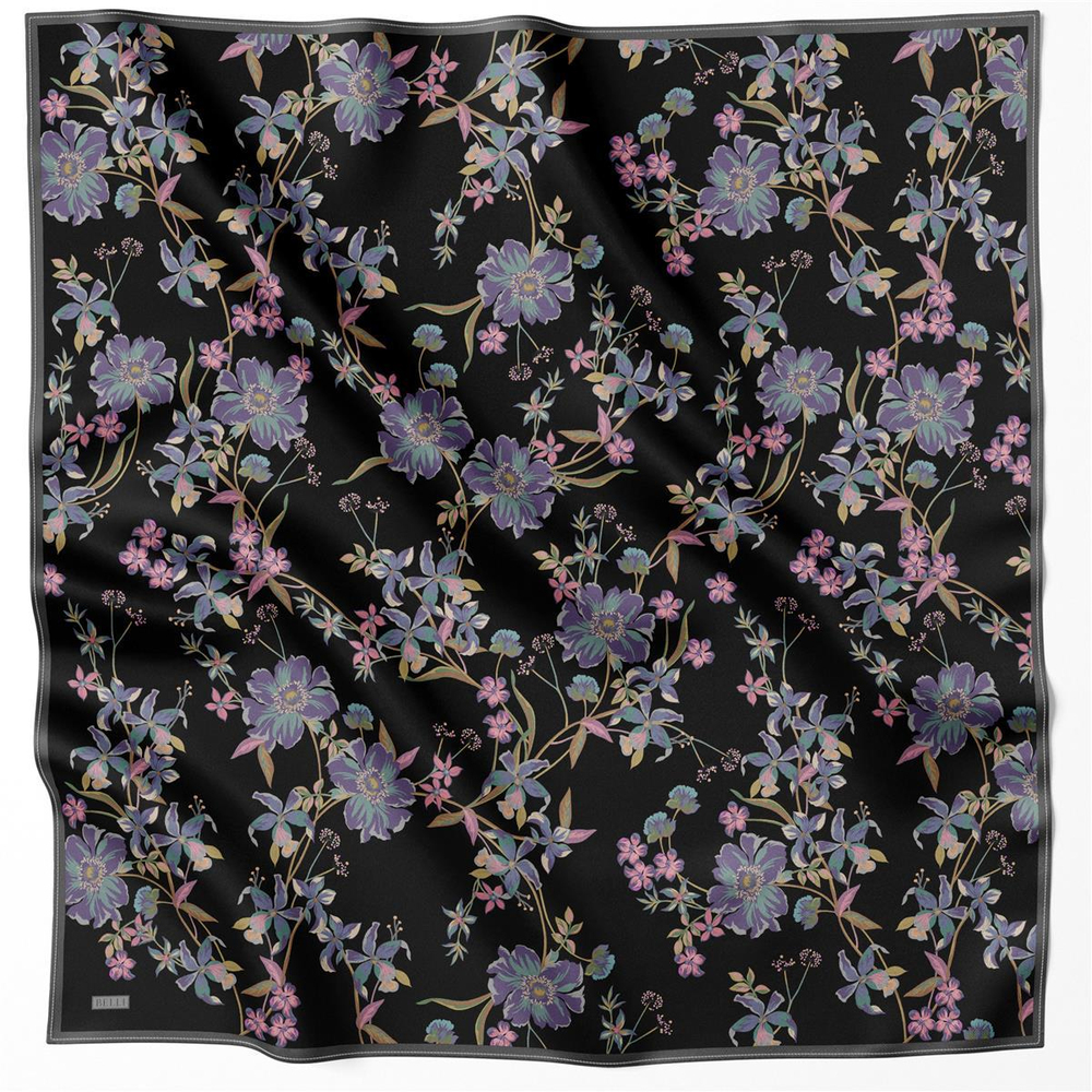 Belli İpek Eşarp - 4210-88 Siyah Twill Twill