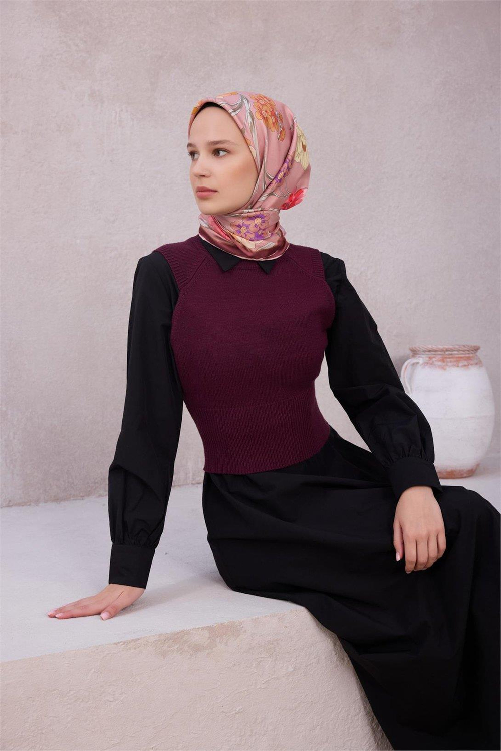 Belli İpek Eşarp - 4219-34 Pudra Twill
