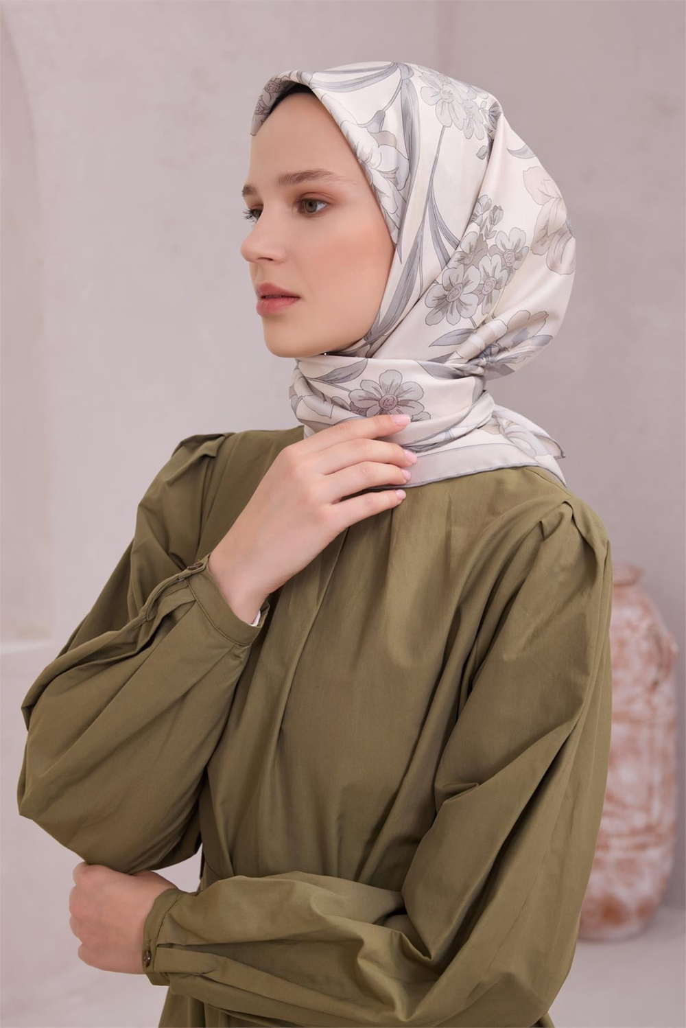 Belli İpek Eşarp - 4219-59 Taş Twill