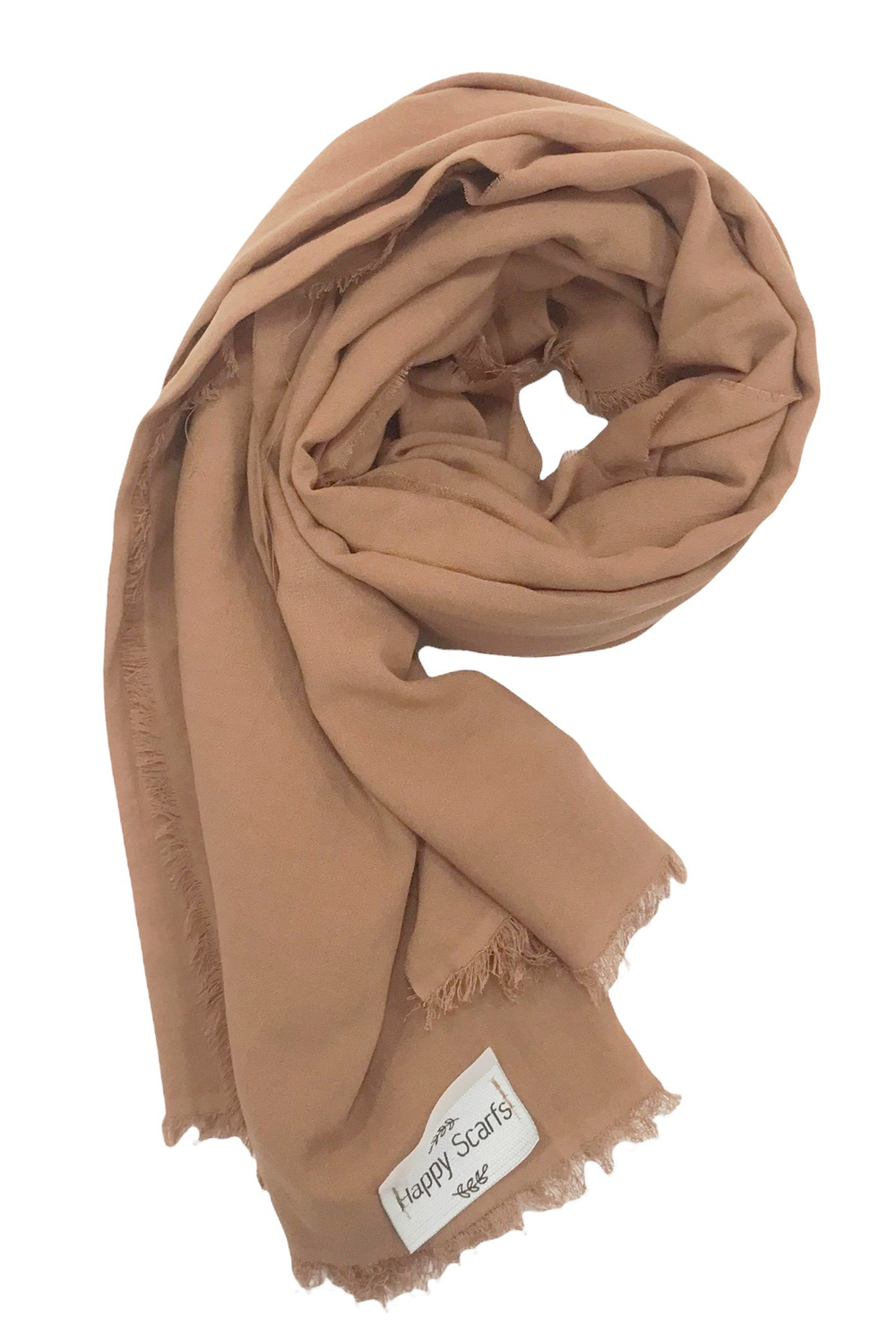Happy Scarfs Kraş Pamuk Şal - Karamel