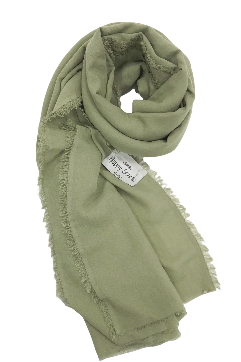 Happy Scarfs Kraş Pamuk Şal - Yağ Yeşili