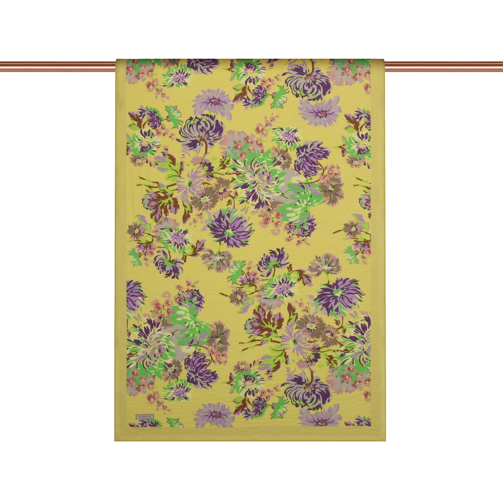 İpekevi Desenli Tensoft Şal - Kasımpatı Desenli - Hasat Sarısı