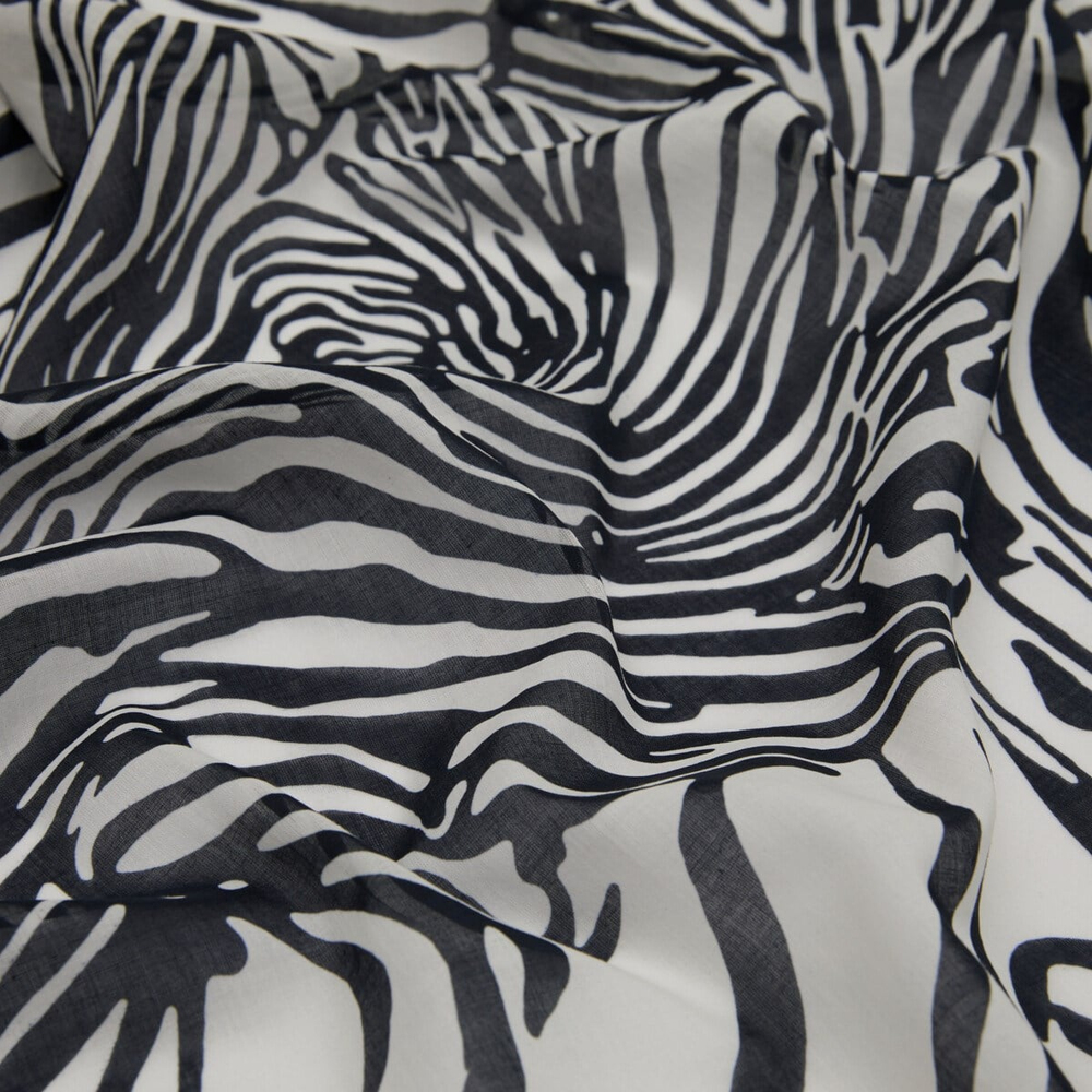 İpekevi Pamuk Eşarp - Zebra Desenli - Siyah Beyaz
