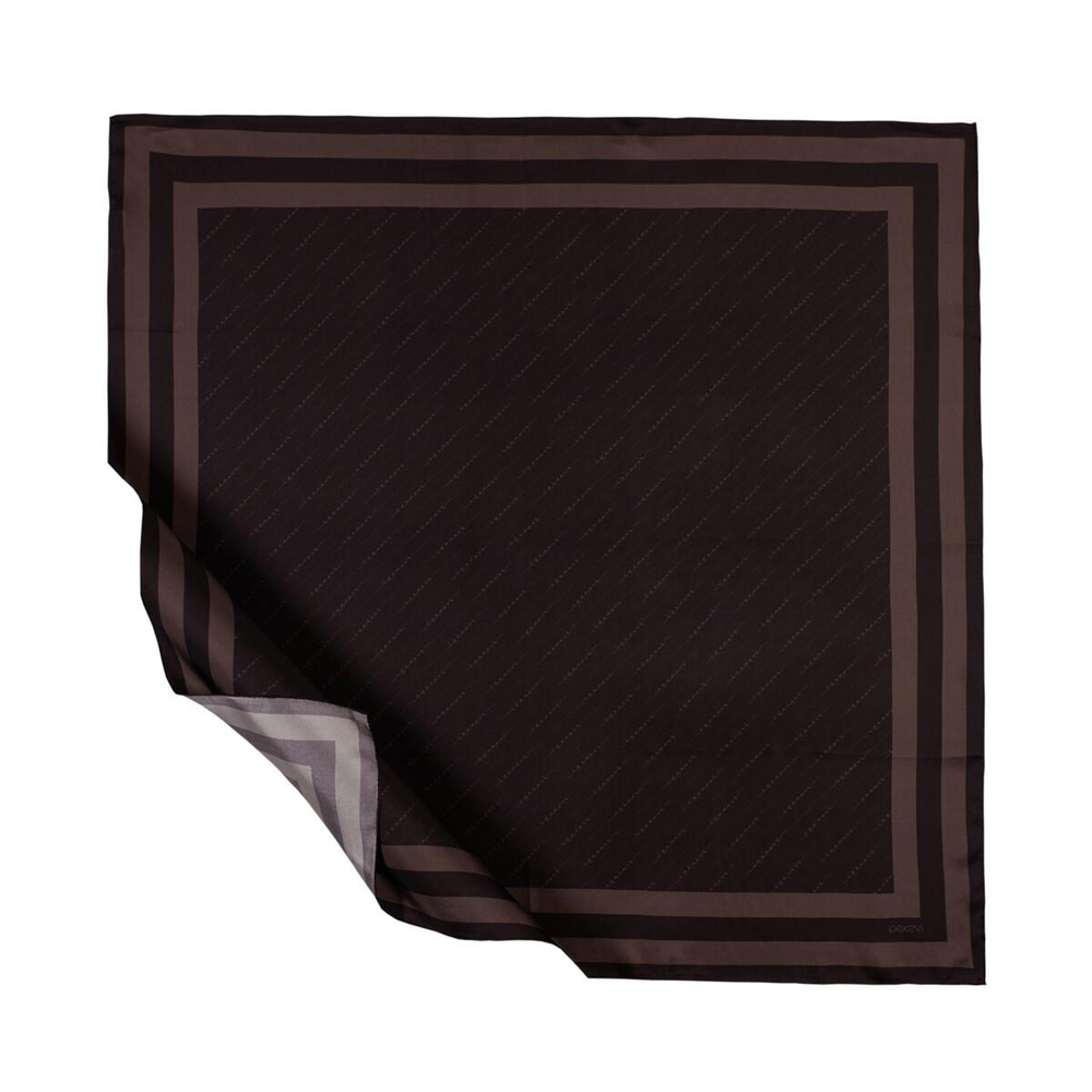 İpekevi Twill İpek Eşarp - Çizgili Signature - Acı Kahve