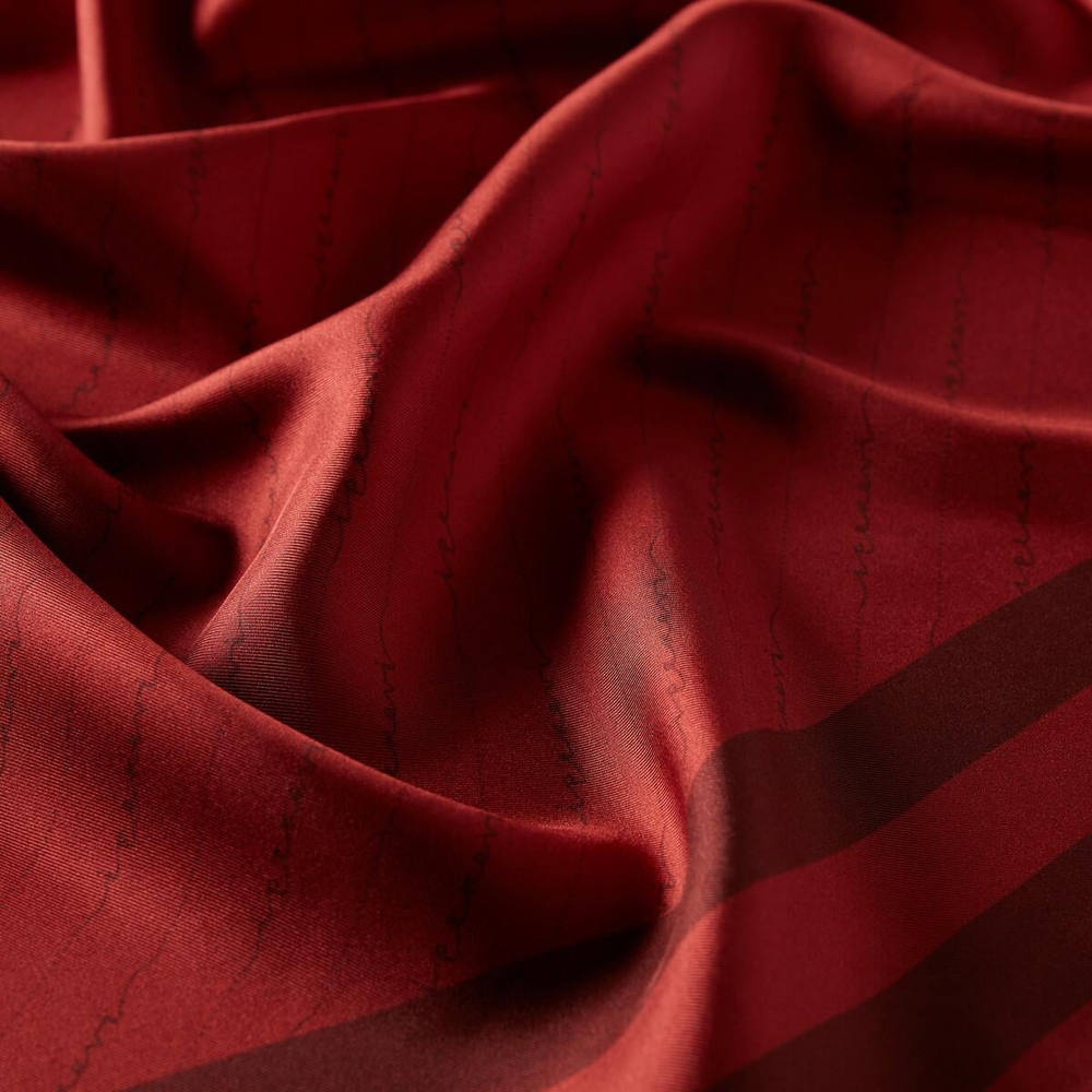 İpekevi Twill İpek Eşarp - Çizgili Signature - Kırmızı