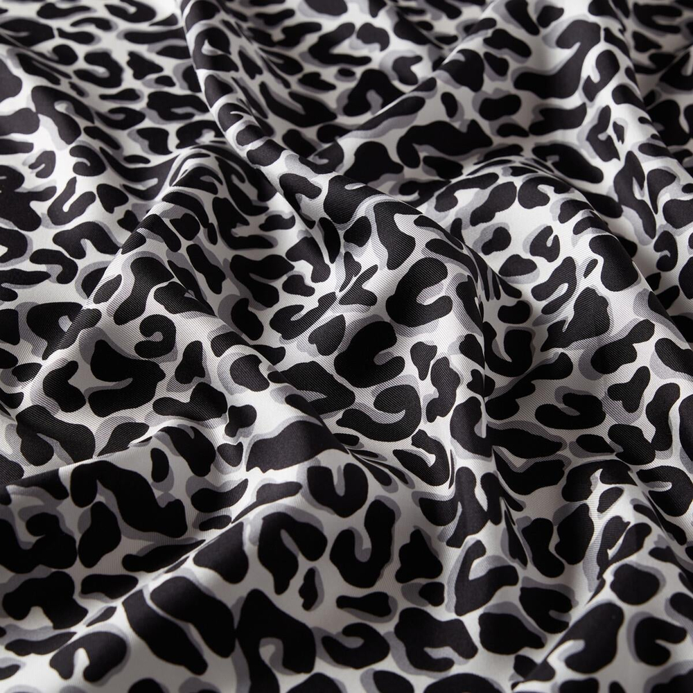 İpekevi Twill İpek Eşarp - Leopar Desenli - Siyah