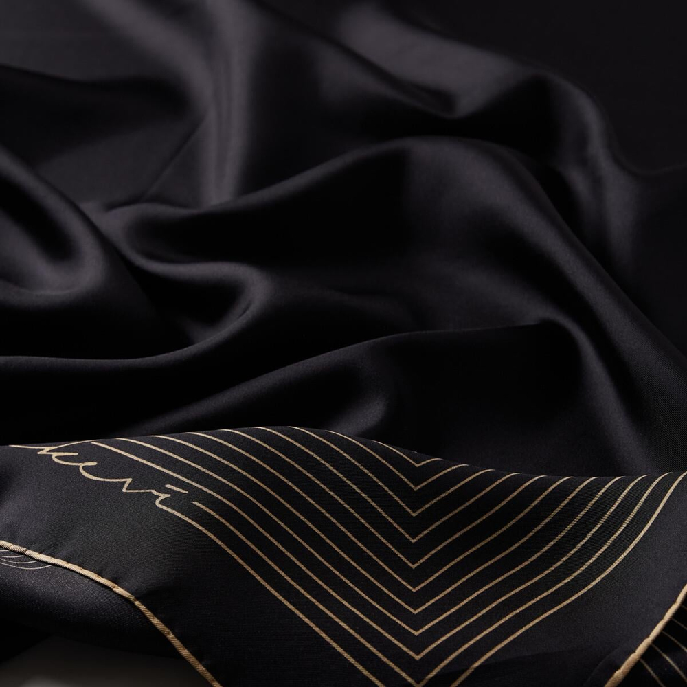 İpekevi Twill İpek Eşarp - Prive - Siyah Gold