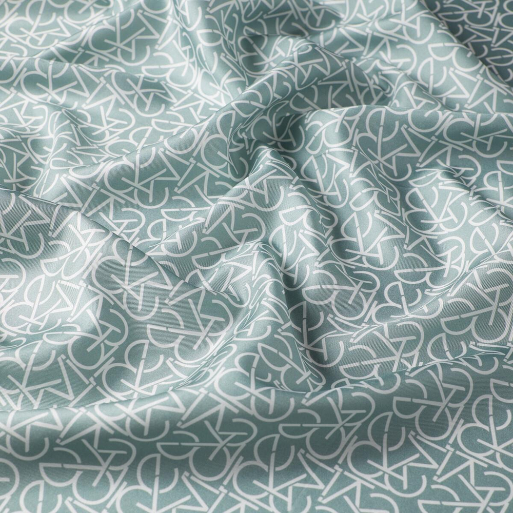 İpekevi Twill İpek Eşarp - Typo Monogram - Su Yeşili