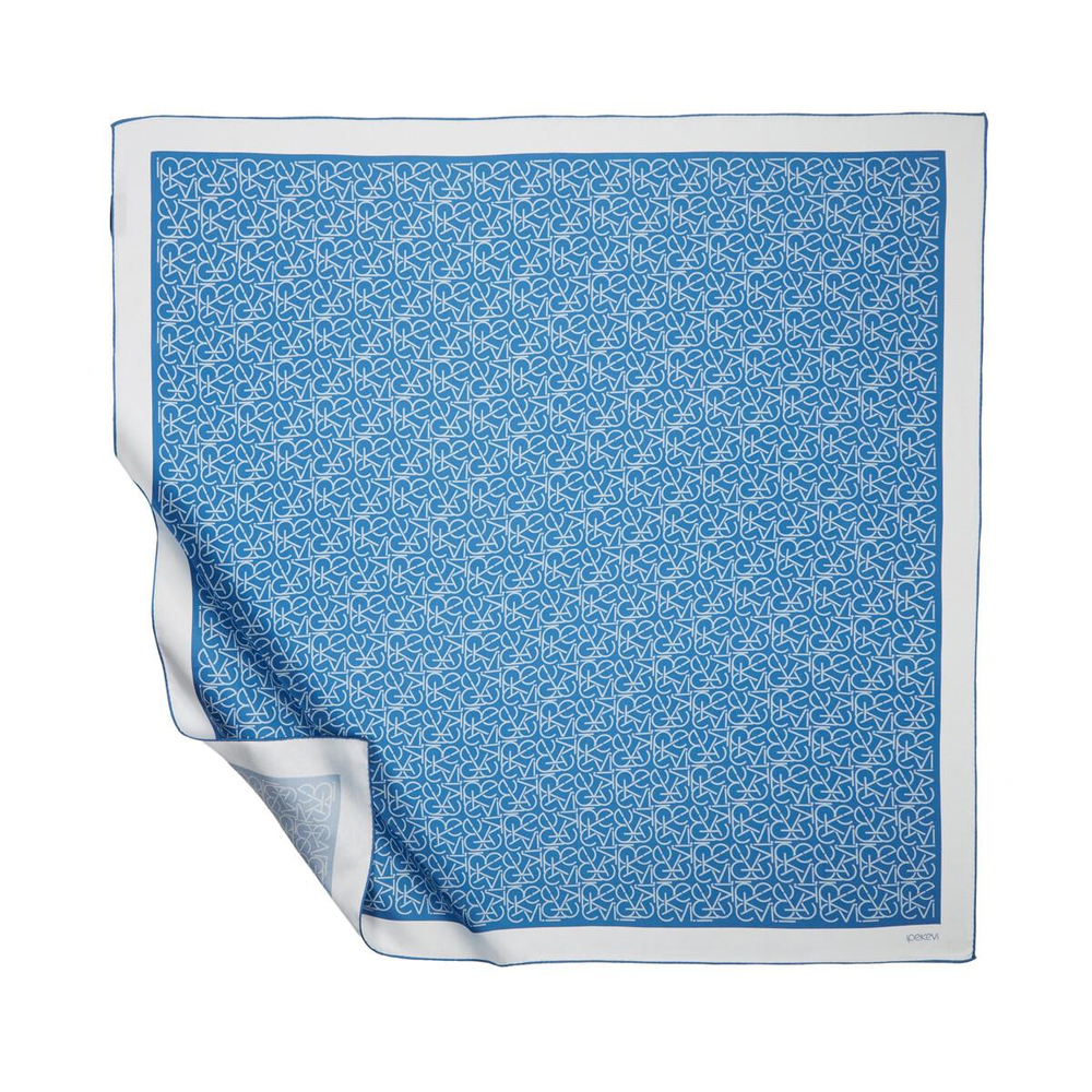 İpekevi Twill İpek Eşarp - Typo Monogram - İndigo