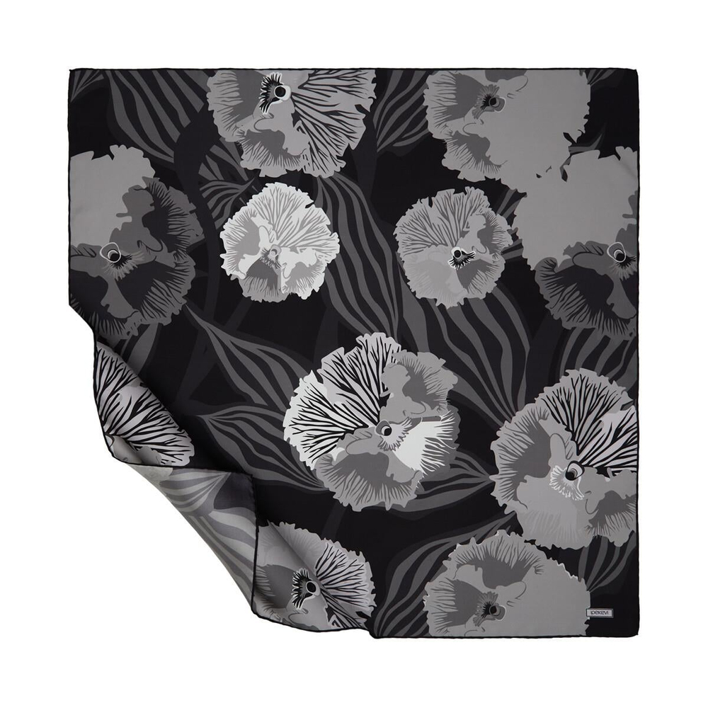 İpekevi Twill İpek Eşarp - Violet Desenli - Füme