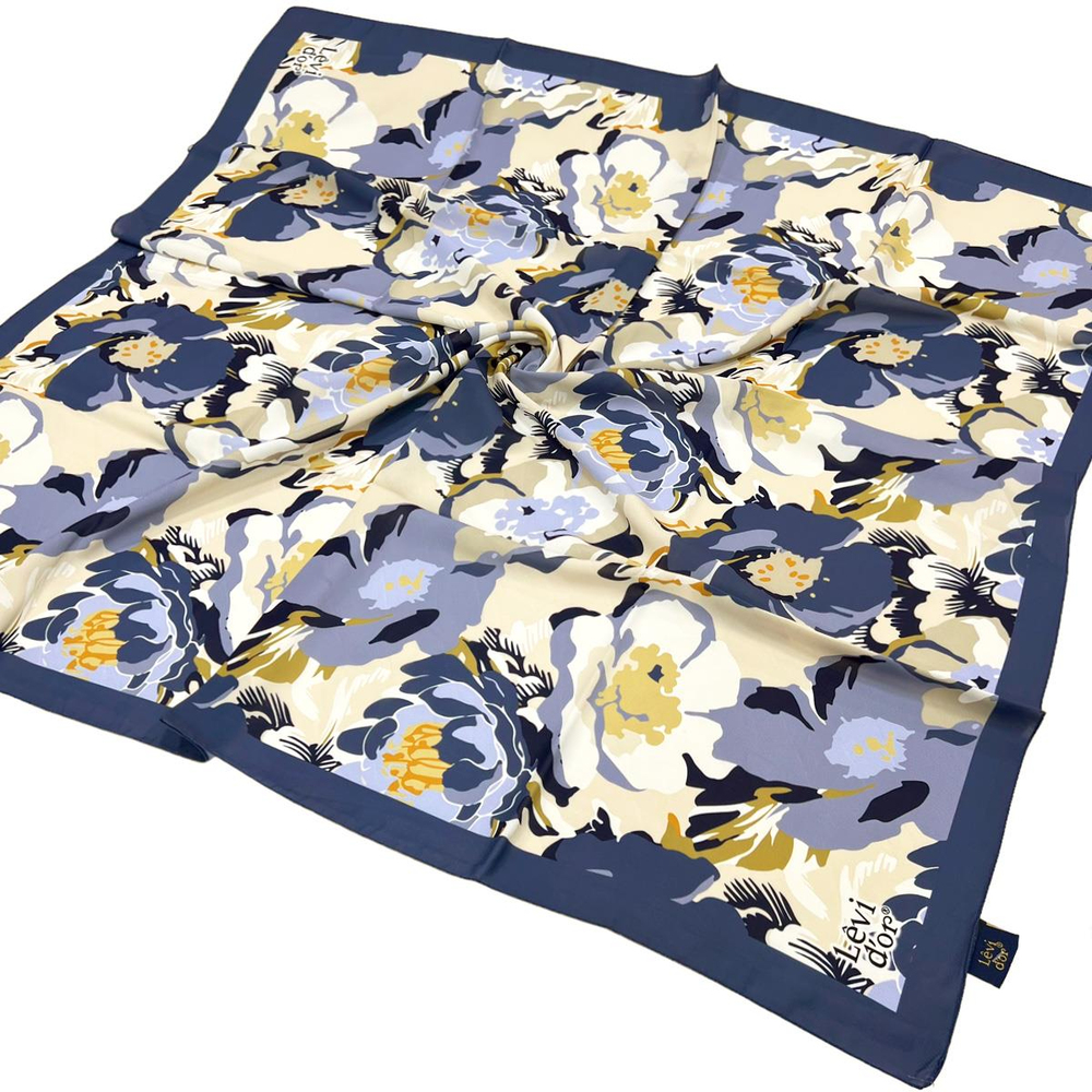 Levidor Desenli Violet Eşarp - 16200 - Kot Mavi