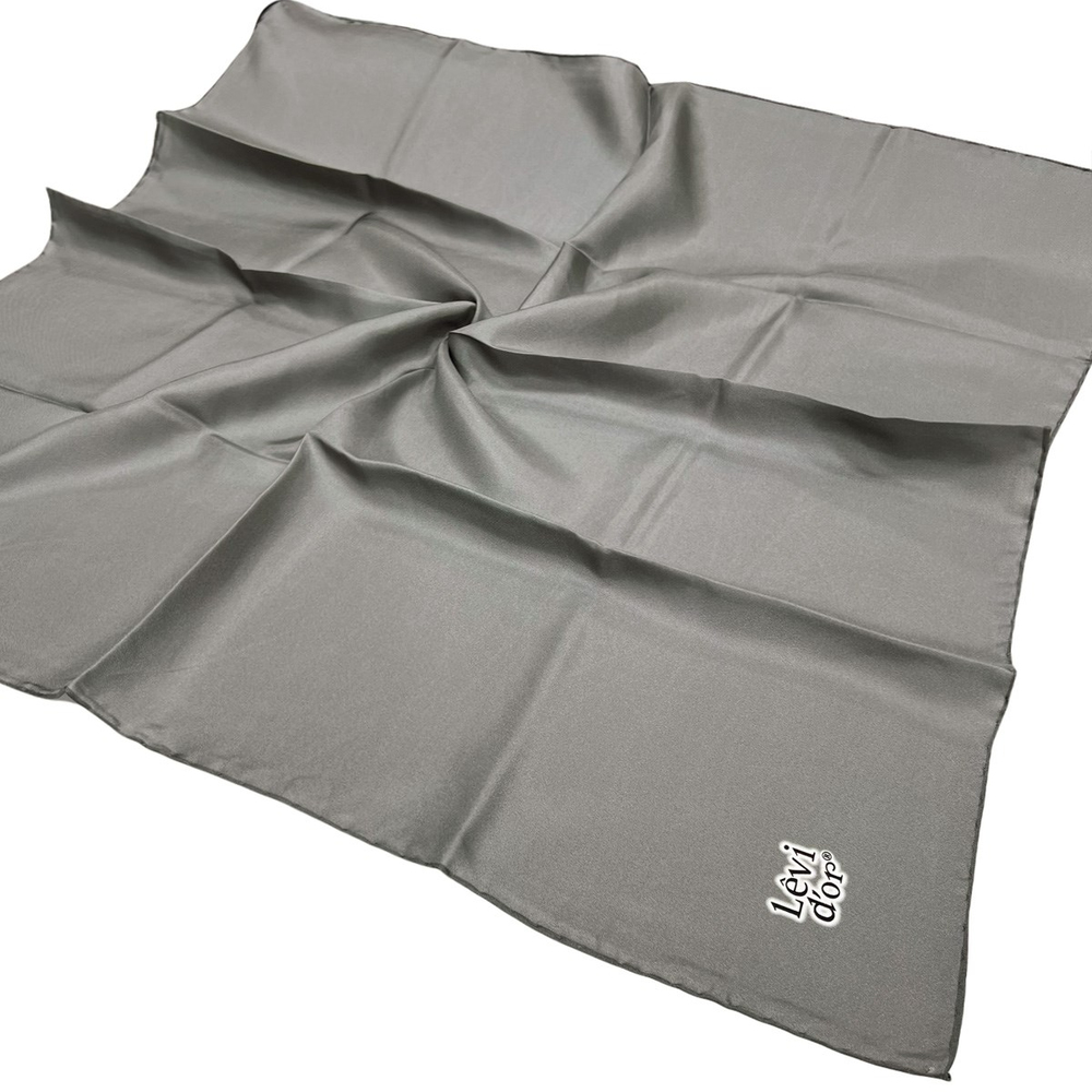 Levidor Düz Twill İpek Eşarp - Koyu Gri
