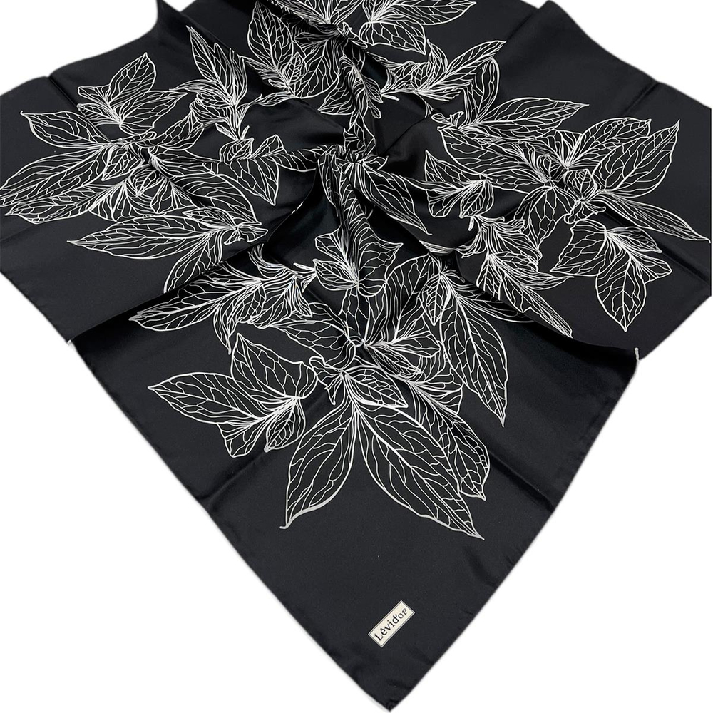 Levidor Twill İpek Eşarp - 2047 - Siyah Gri