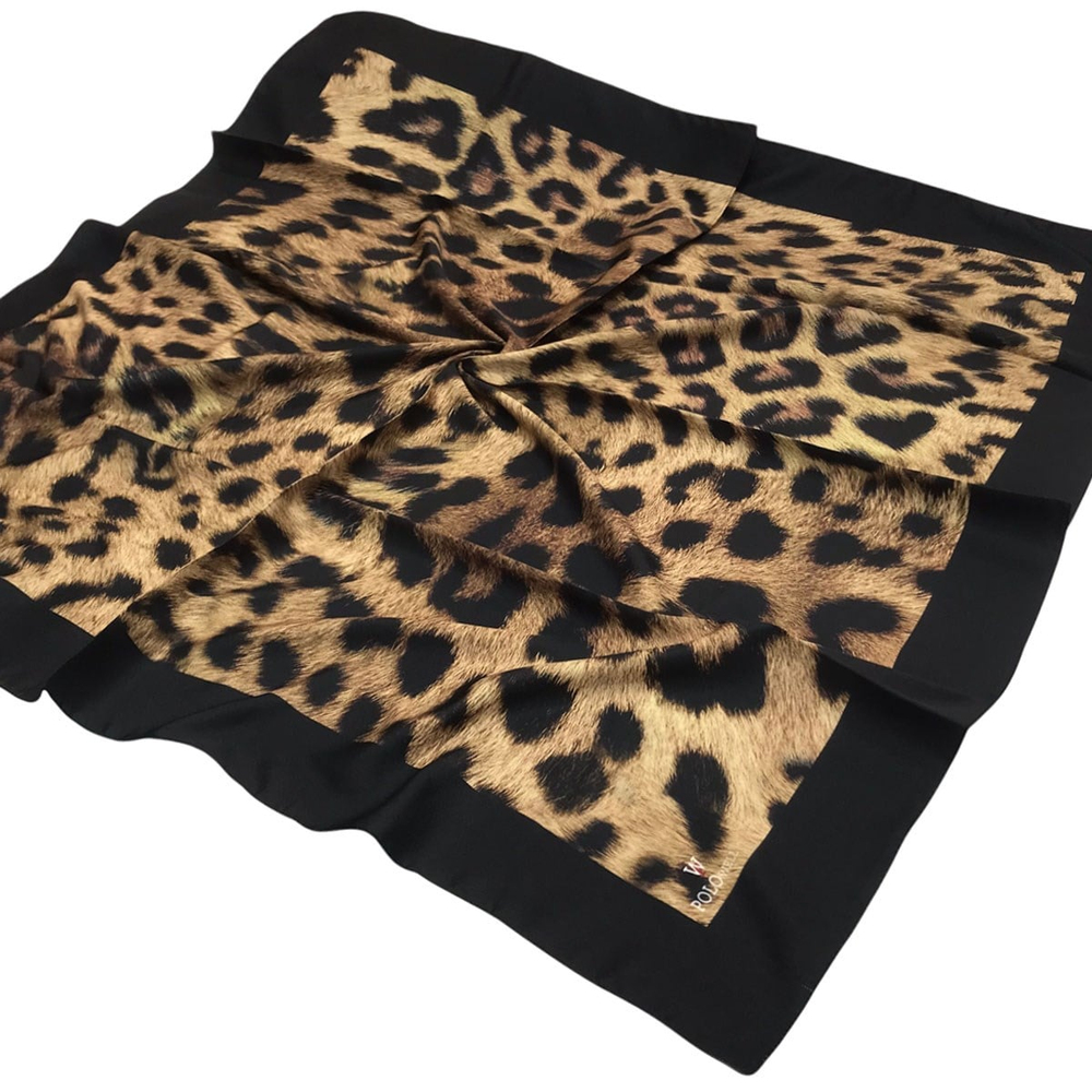 Polowell Twill Eşarp - Leopar Desenli - Siyah Kahve